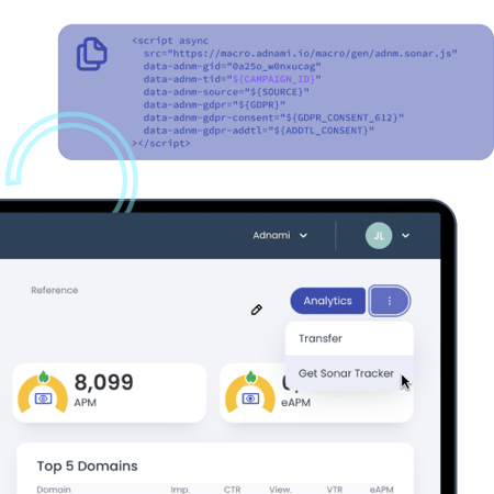Sonar by Adnami provides instant insights and is easy to set up by copy-and-pasting a code snippet. Sonar by Adnami provides instant insights and is easy to set up by copy-and-pasting a code snippet.