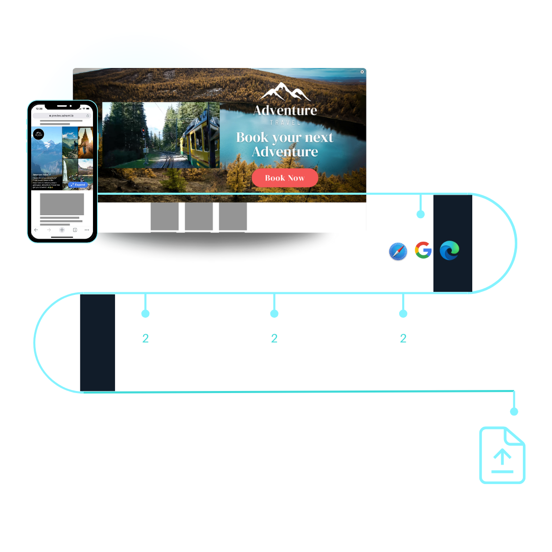 Adnami's streaming technology automatically adapts video quality to internet connections for faster loading times and more attention.